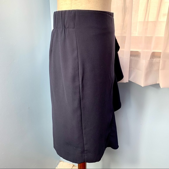 J. Crew Navy Ruffle Crepe Pencil Skirt - Picture 5 of 10